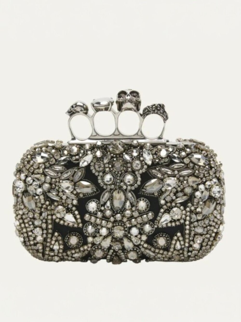 Alexander McQueen Jeweled Skull Knuckle Clutch Crystal Box Bag NWT